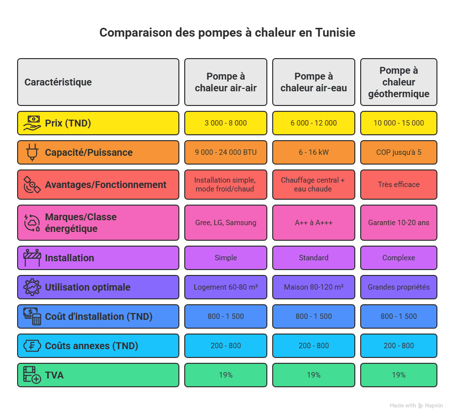 Prix d'une pompe à chaleur en Tunisie